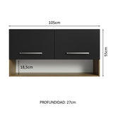 Gabinete Superior de Cocina 105cm 2 Puertas 1 Nicho Marrón/Negro Emilly