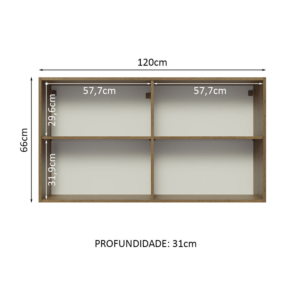 Gabinete Superior 120 cm 2 Puertas Marrón/Gris Lux Madesa