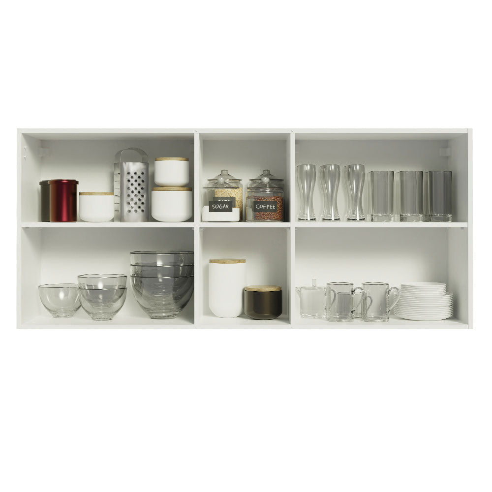 Gabinete Superior 150 cm 2 Puertas y 2 Nichos Agata Blanco/Gris