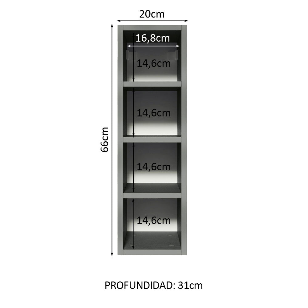 Gabinete Superior Botellero 20 cm Gris Nice Madesa