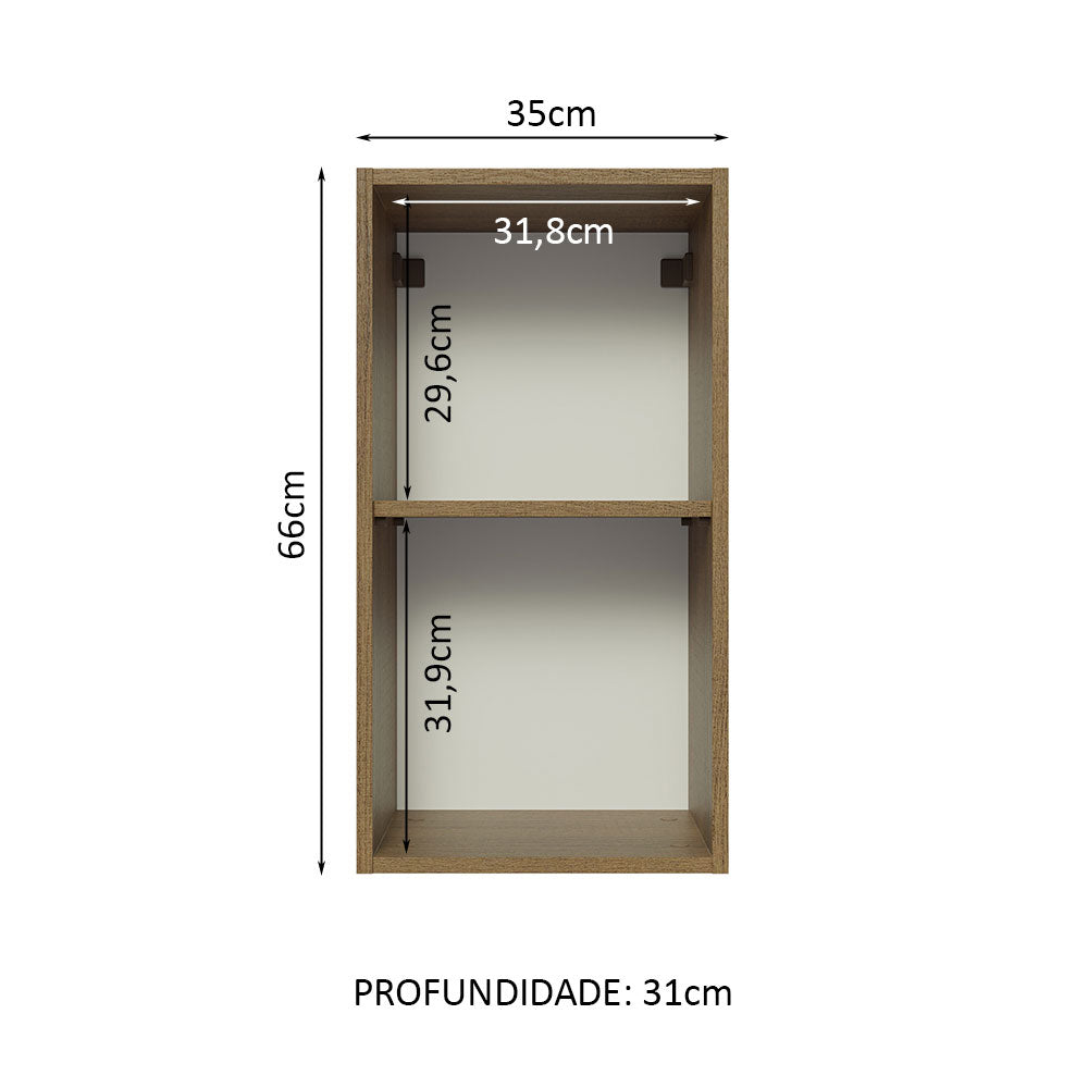 Gabinete Superior 35 cm 1 Puerta Lux Marrón/Negro