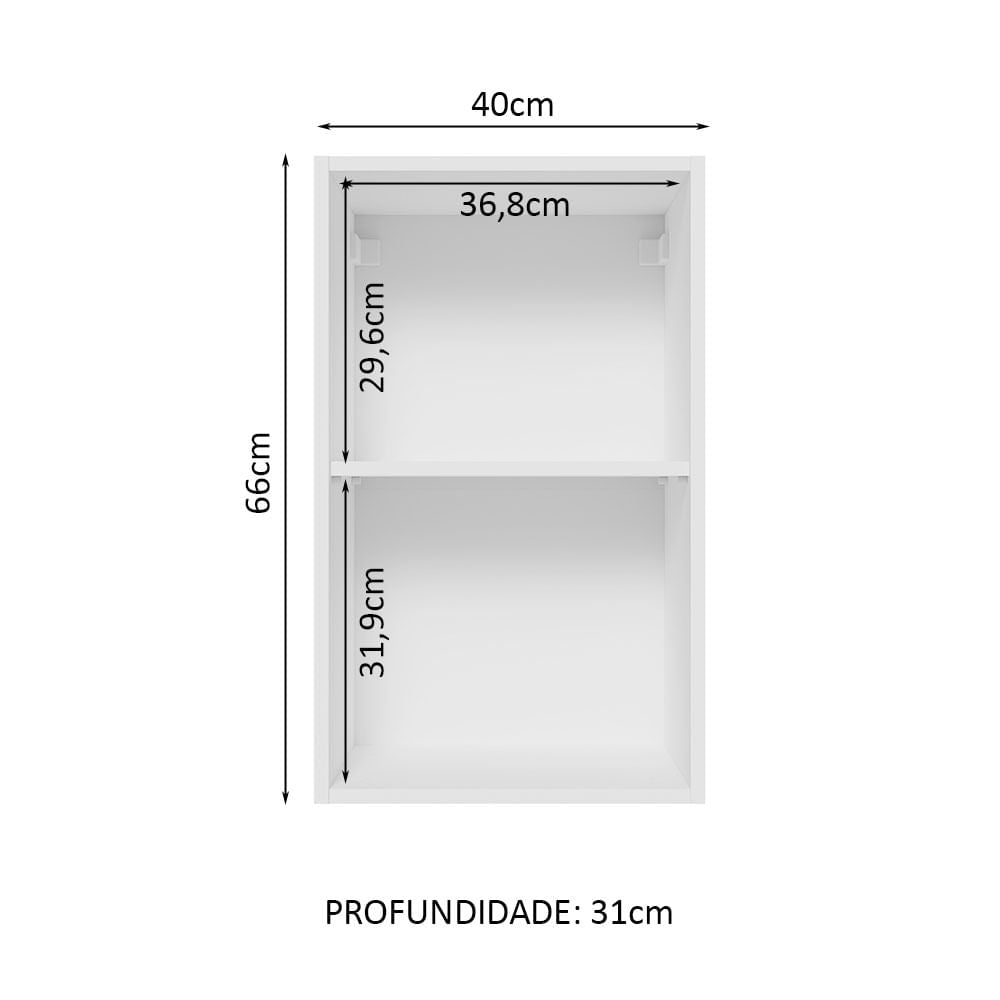 Gabinete Superior 40 cm 1 Puerta Lux Blanco/Negro