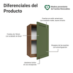 Gabinete Superior 40 cm 1 Puerta Marrón/Verde Vik Madesa