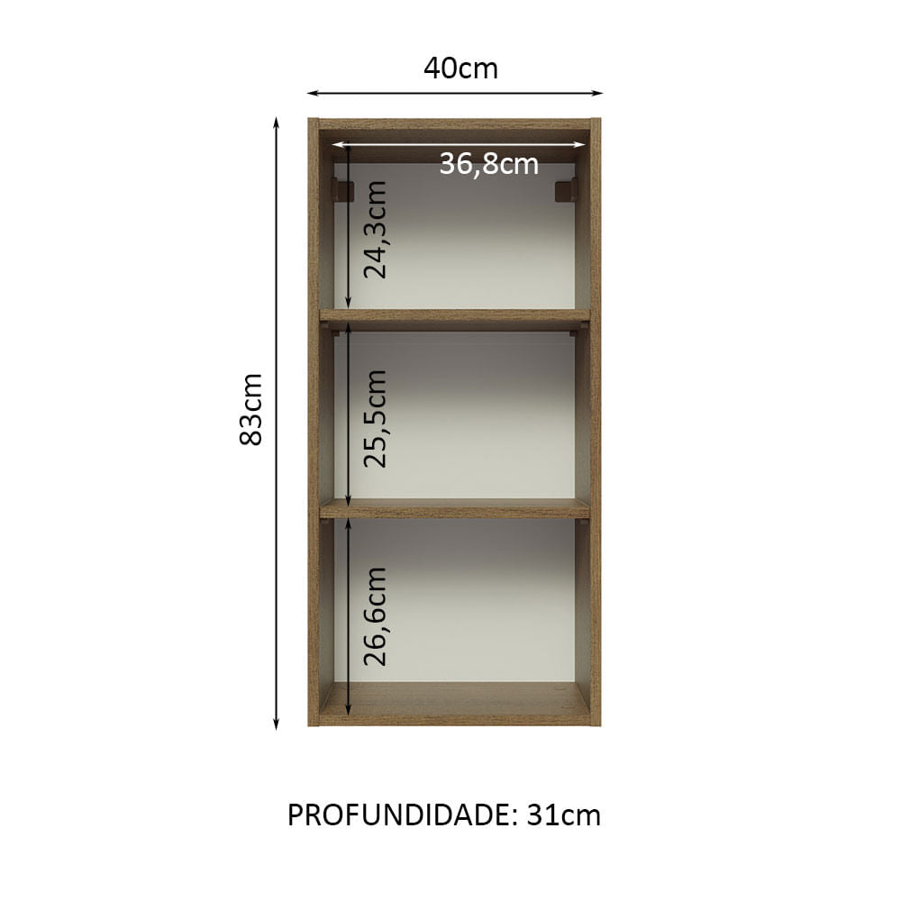 Gabinete Superior 40 x 83 cm 1 Puerta Lux Marrón/Gris