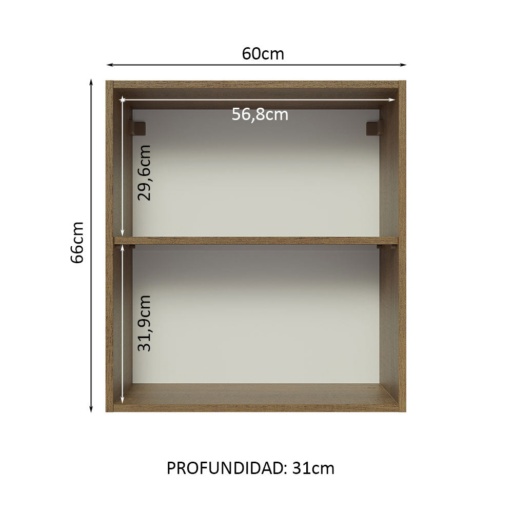 Gabinete Superior 60 cm 1 Puerta Marrón/Blanco Glamy Madesa