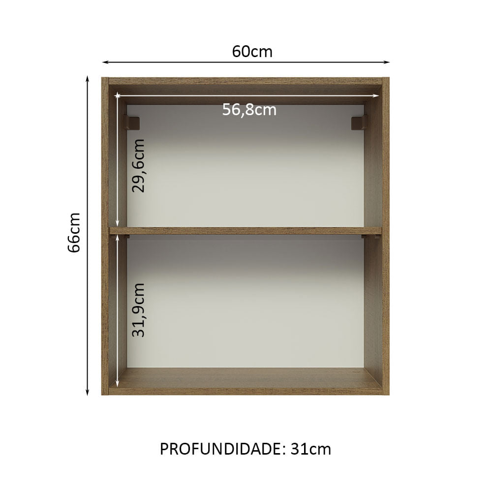 Gabinete Superior 60 cm 1 Puerta Marrón/Gris Lux Madesa