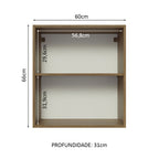 Gabinete Superior 60 cm 1 Puerta Marrón/Gris Lux Madesa