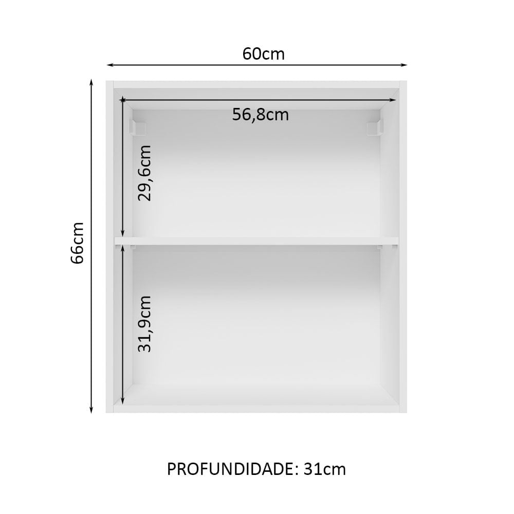 Gabinete Superior 60 cm 1 Puerta Blanco/Gris Lux Madesa