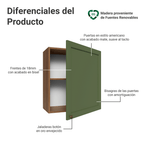 Gabinete Superior 60 cm 1 Puerta Marrón/Verde Vik Madesa