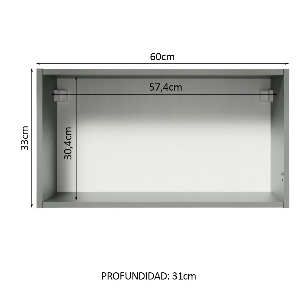 Gabinete Superior 60 cm 1 Puerta Abatible Gris Nice Madesa