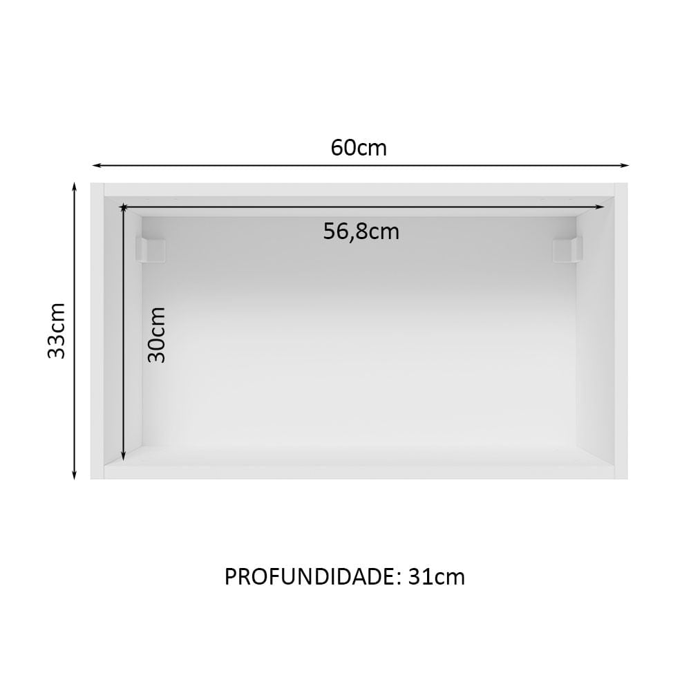 Gabinete Superior 60 cm 1 Puerta Abatible Blanco/Negro Lux Madesa