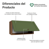Gabinete Superior 60 cm 1 Puerta Abatible Marrón/Verde Vik Madesa