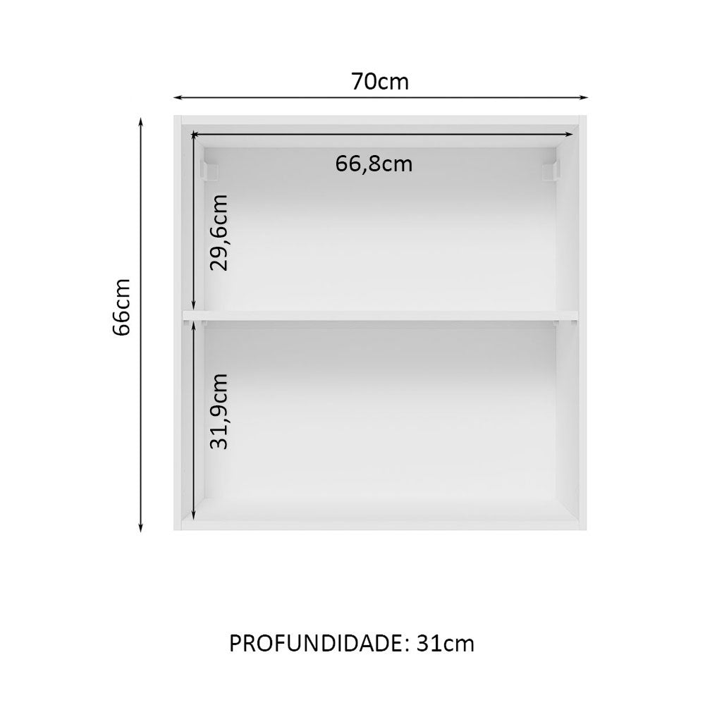 Gabinete Superior 70 cm 2 Puertas Blanco/Negro Glamy