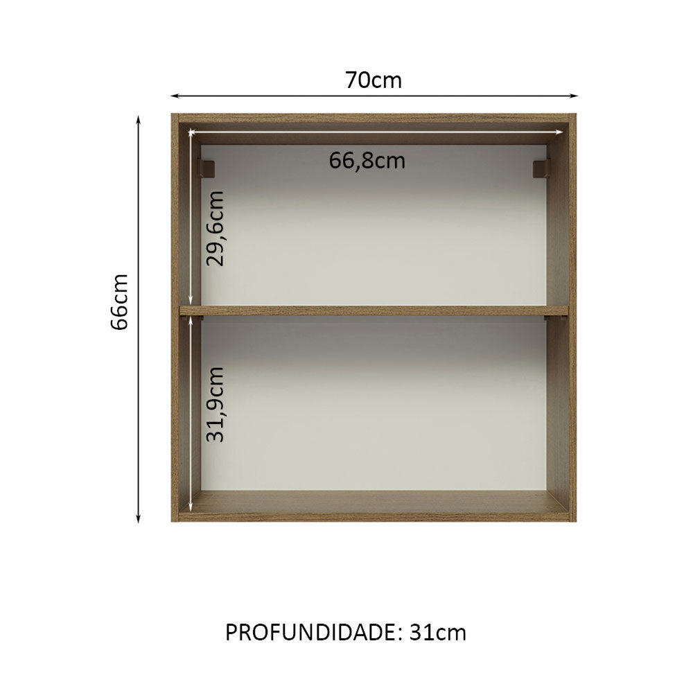 Gabinete Superior 70 cm 2 Puertas Marrón/Negro Glamy