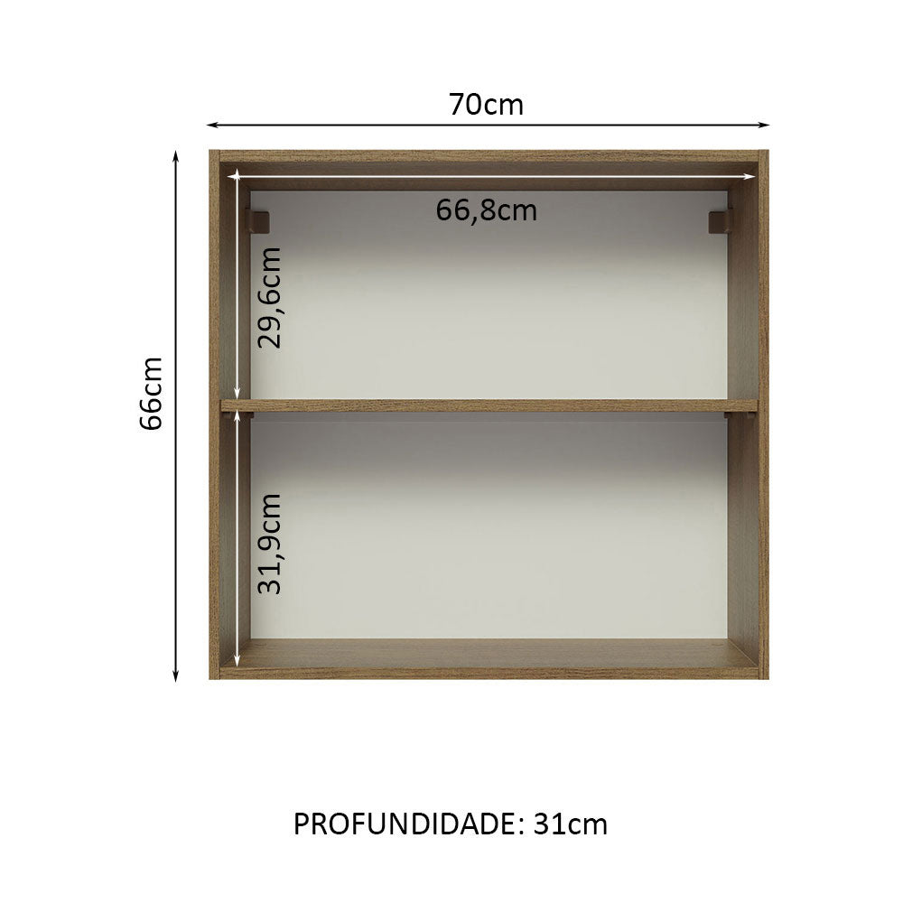 Gabinete Superior 70 cm 2 Puertas Lux Marrón/Negro