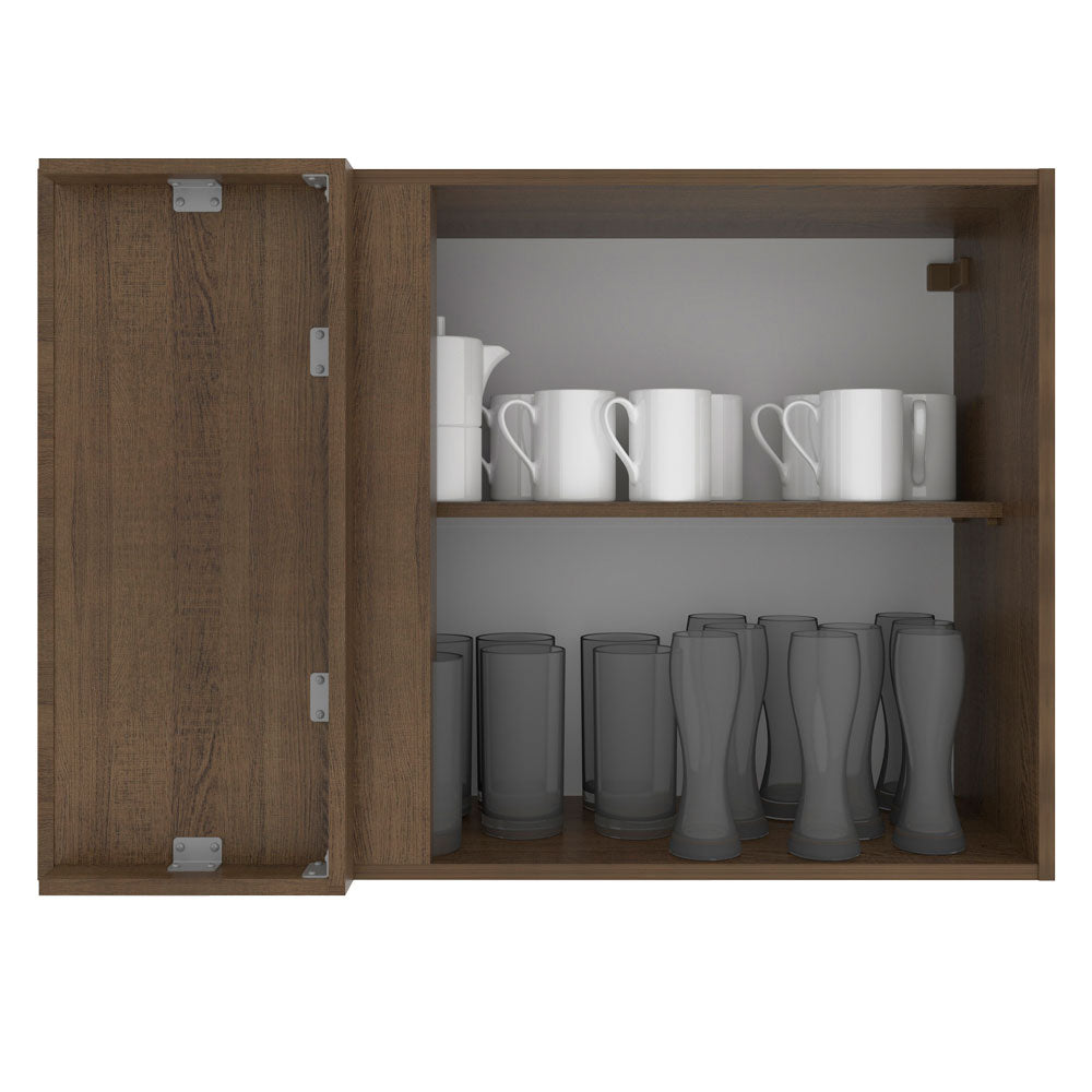Gabinete Superior Esquinero 94 cm 1 Puerta Marrón/Blanco Stella Madesa