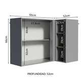 Gabinete Superior de Esquina 1 Puerta y Botellero Nice Gris