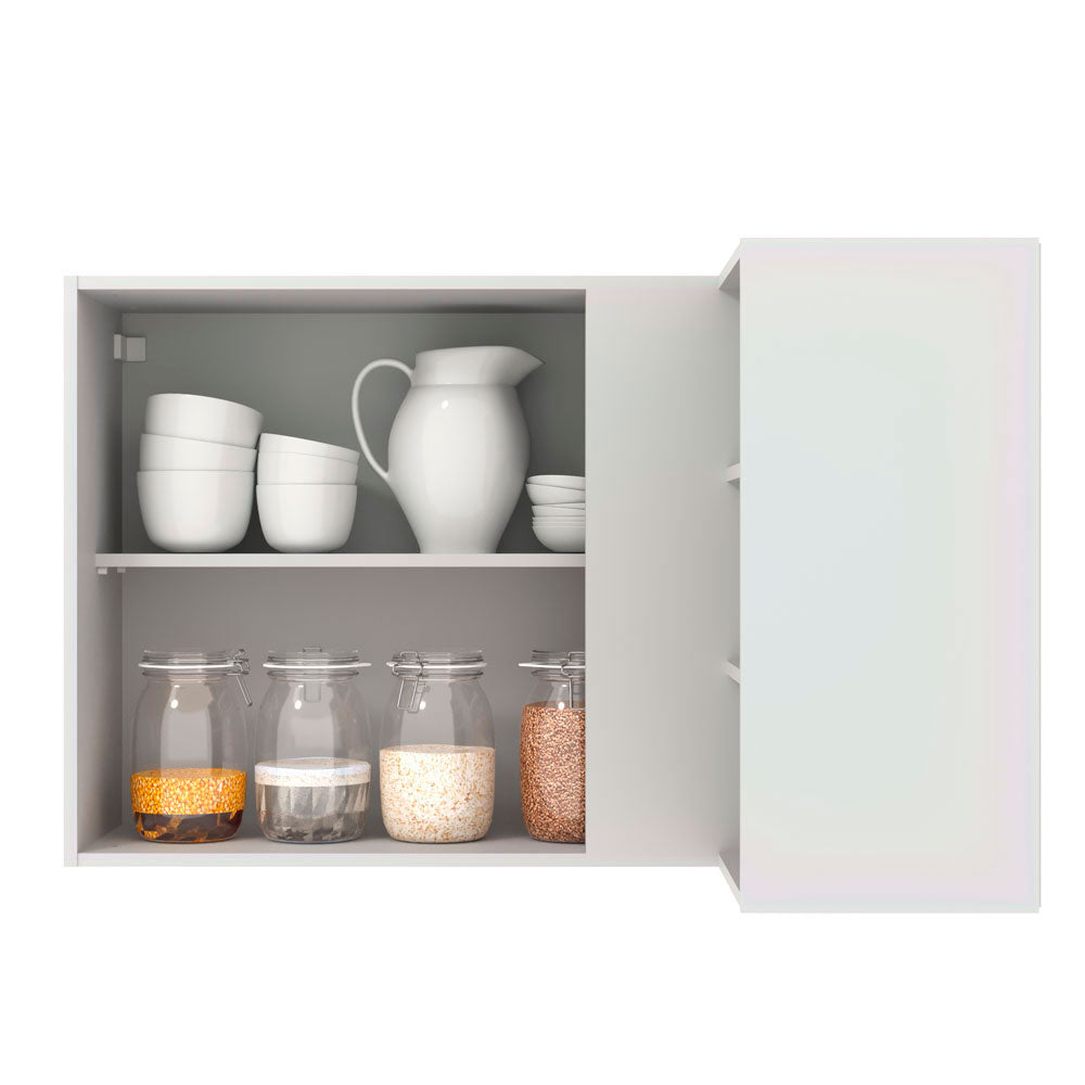 Gabinete Superior Esquinero 166 cm 1 Puerta 3 Nichos Blanco/Negro Glamy Madesa