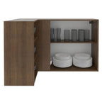 Gabinete Superior Esquinero 166 cm 1 Puerta 3 Nichos Marrón/Negro Glamy Madesa