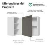 Gabinete Superior Esquinera para Línea 60 cm de Profundidad Blanco/Gris Vik Madesa