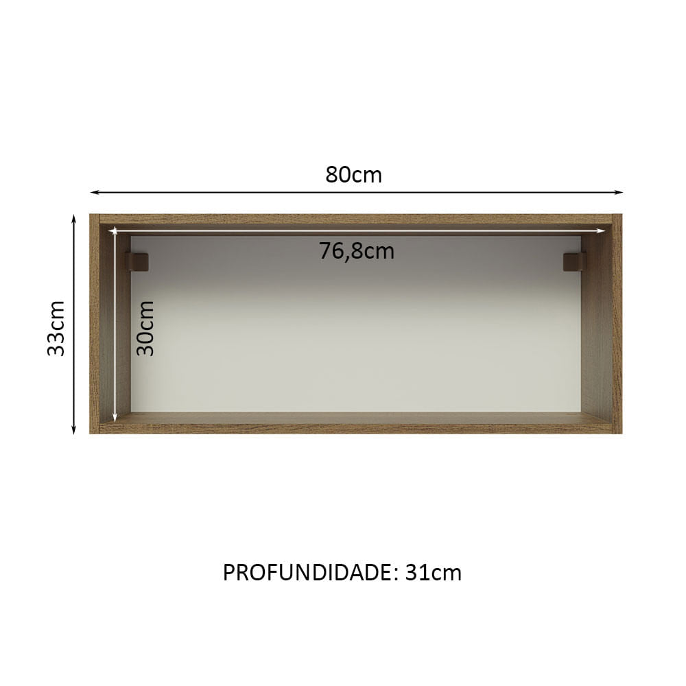Gabinete Superior 80 cm 1 Puerta Abatible Marrón/Gris Lux Madesa