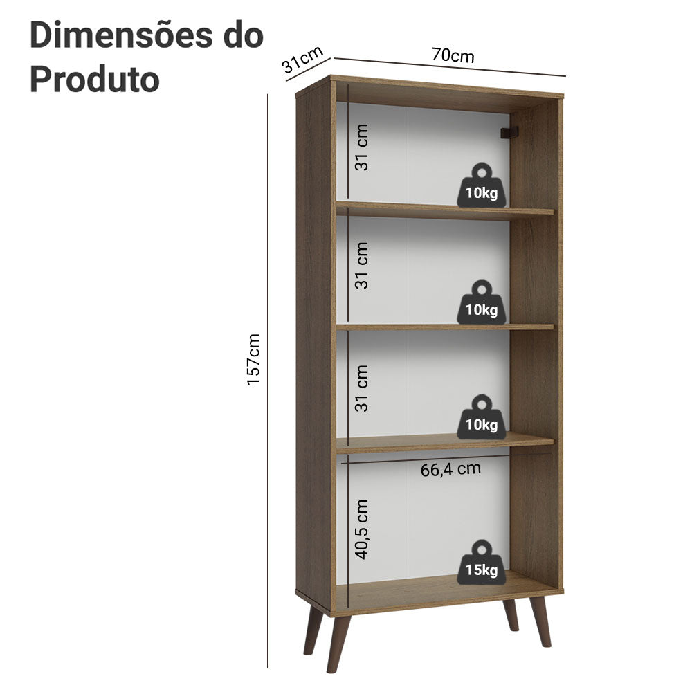 Mueble de Cocina Vitrina 70cm 2 Puertas de Vidrio con Patas Marrón Madesa