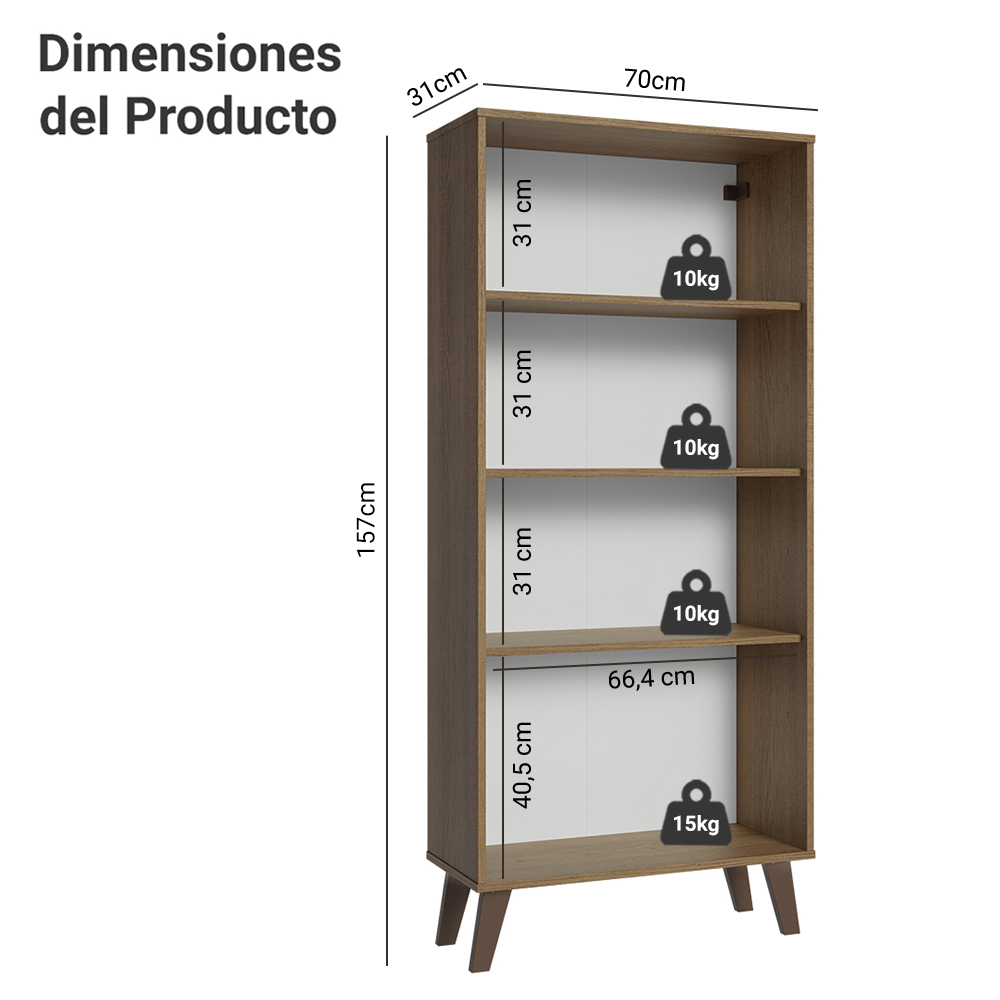 Vitrina 70 cm 2 Puertas de Vidrio con Patas Trapecio Marrón/Marrom Madesa