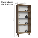Vitrina 70 cm 2 Puertas de Vidrio con Patas Trapecio Marrón/Marrom Madesa