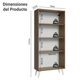 Vitrina 70 cm 2 Puertas de Vidrio con Patas Cónicas Marrón/Blanco Madesa