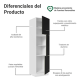 Mueble Despensa 60 cm 3 Puertas Blanco/Negro Lux Madesa