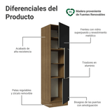 Mueble Despensa 60 cm 3 Puertas Marrón/Negro Lux Madesa