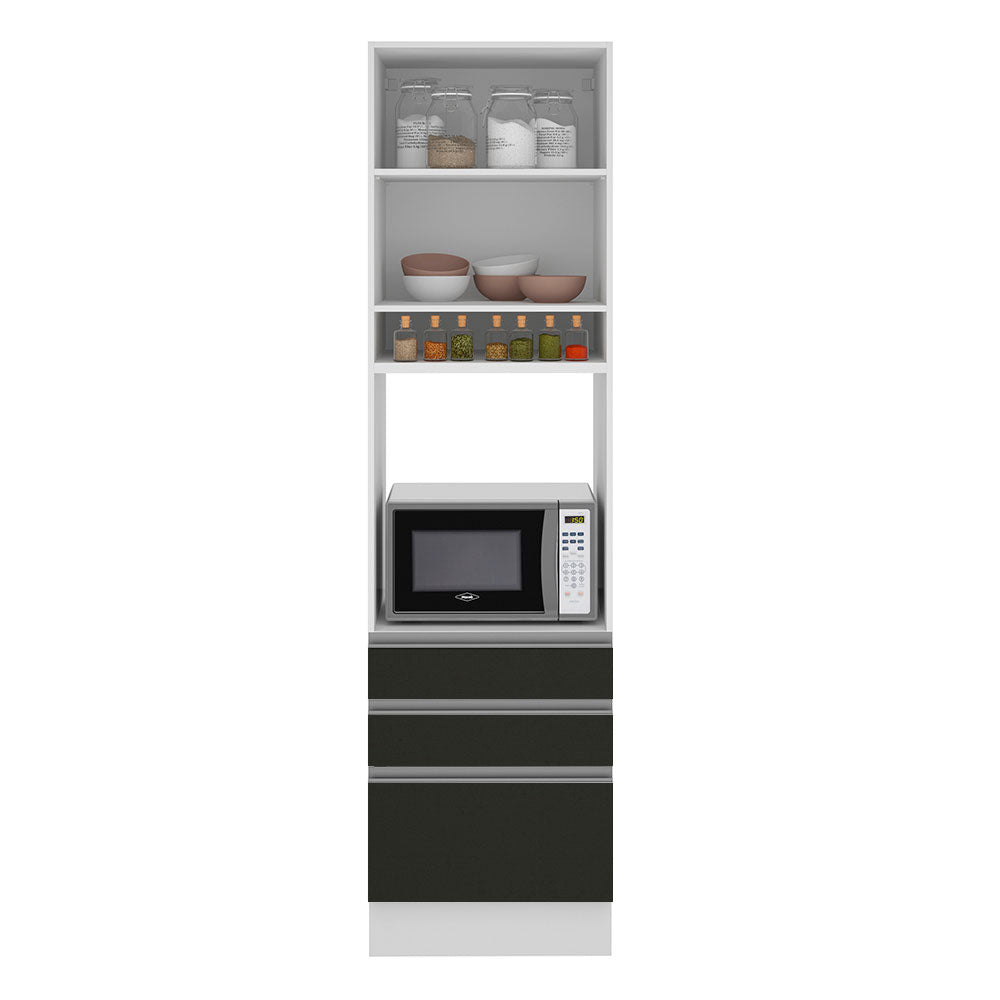 Mueble de Cocina para Horno Glamy 60 cm 1 Puerta y 3 Cajones Blanco/Negro