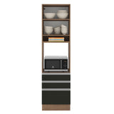 Mueble de Cocina para Horno Glamy 60 cm 1 Puerta y 3 Cajones Marrón/Negro