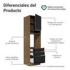 Mueble para Horno 60 cm 1 Puerta 3 Cajones Marrón/Negro Lux Madesa