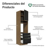 Mueble para Horno 60 cm 1 Puerta e 3 Cajones Marrón/Negro Lux Madesa