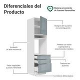 Mueble para Horno 60 cm 1 Puerta e 3 Cajones Blanco/Gris Lux Madesa