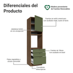 Mueble para Horno 60 x 52 cm 1 Puerta 3 Cajones Marrón/Verde Vik Madesa