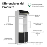 Mueble para Horno 70 cm 3 Puertas Blanco/Negro Lux Madesa