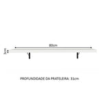 Kit 2 Repisas de Cocina 80 cm con Soporte Metálico Blanco Madesa