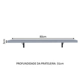 Kit 2 Repisas de Cocina 80 cm con Soporte Metálico Gris