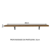 Kit 2 Repisas de Cocina 80 cm con Soporte Metálico Marrón