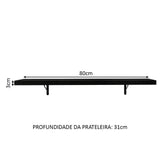 Kit 2 Repisas de Cocina 80 cm con Soporte Metálico Negro