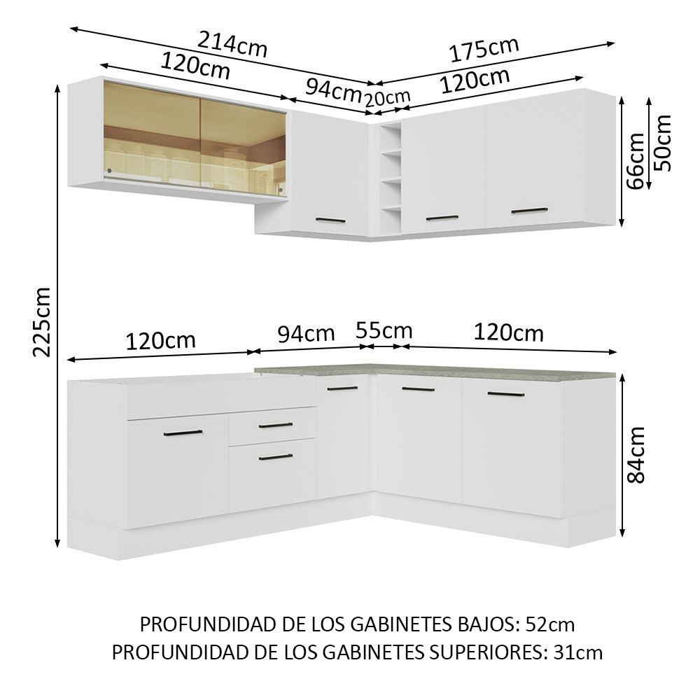 Cocina Integral Esquinera 389cm Blanco Agata 01