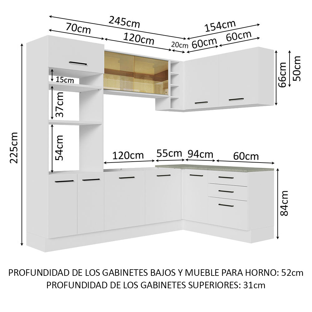 Cocina Integral Esquinera 399cm Blanco Agata 01