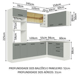 Cocina Integral Esquinera 399cm Blanco/Gris Agata 01