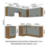 Cocina Integral Esquinera 399cm Marrón/Gris Agata 02