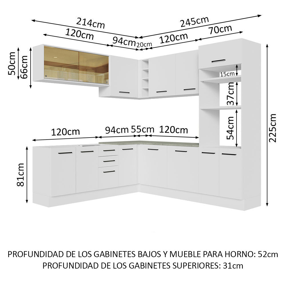 Cocina Integral Esquinera 459 Blanco Agata 01