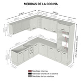 Cocina Integral de Esquina 459cm Blanco/Crema Agata 01
