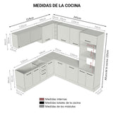 Cocina Integral Esquinera 459cm Marrón/Crema Agata 01