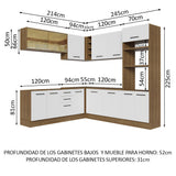 Cocina Integral Esquinera 459cm Marrón/Blanco Agata 01